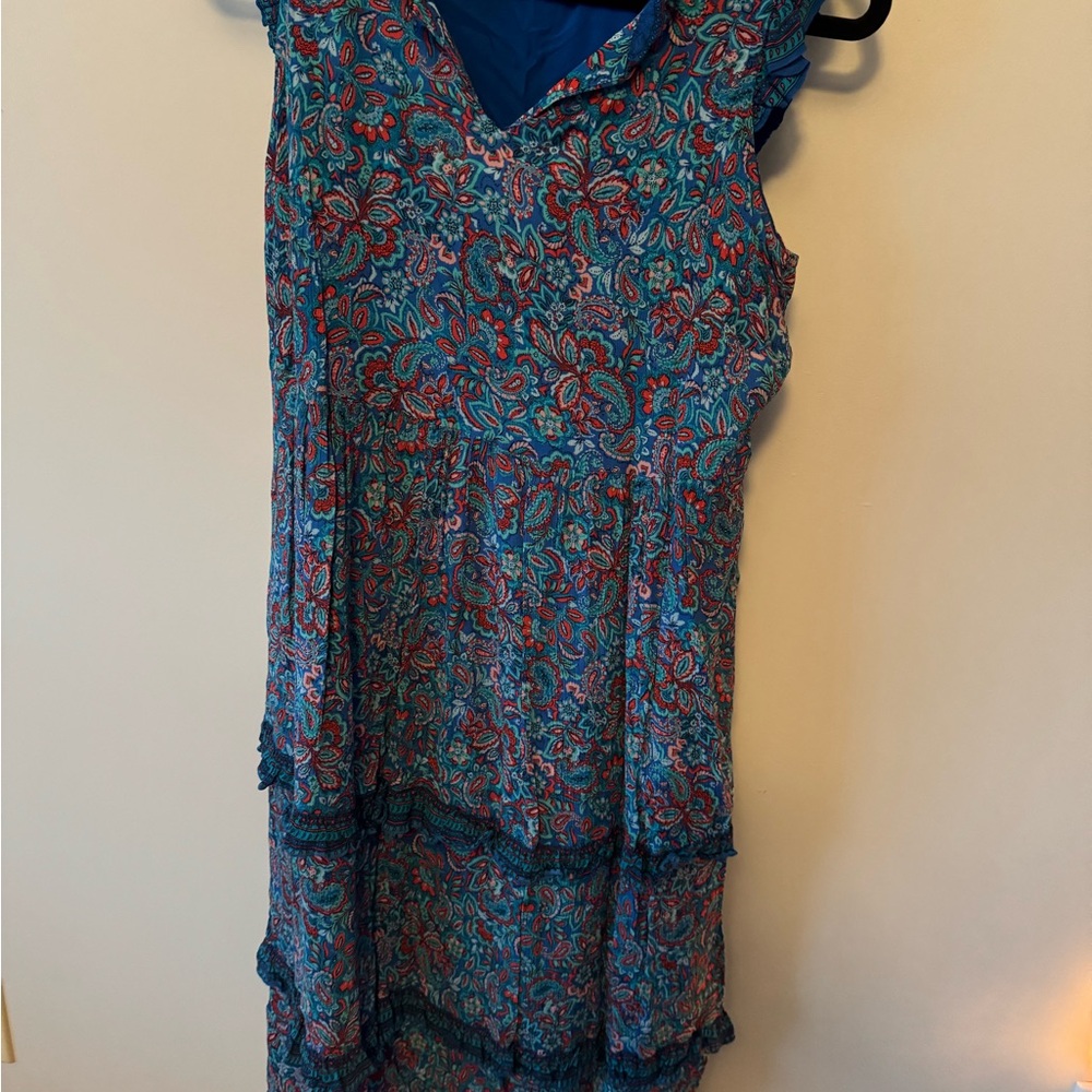 J. Jill Blue and Red Floral Midi Dress